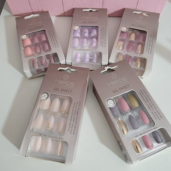 Five (5) Boxes HELIOS Nail System Gel effect Press on-fake nails Fingernails - Picture 1 of 12